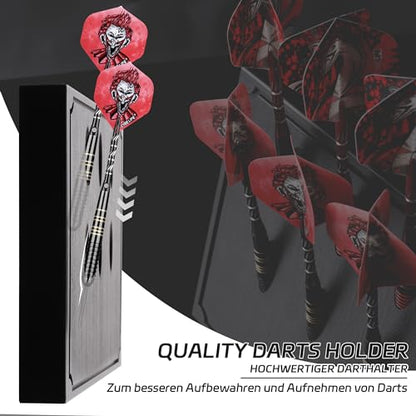 CyeeLife Wall Mounted Darts Holder/Stand,Dart Case Displays 6 Set of Steel/Soft Tip Darts,Compatible with All Sisal & Electronic Dartboards, Surrounds & Cabinets