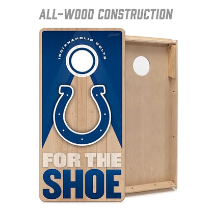 YouTheFan NFL 2' x 4' Slogan Series Professional Wood Cornhole Game with Logo Bags - color: Indianapolis Colts