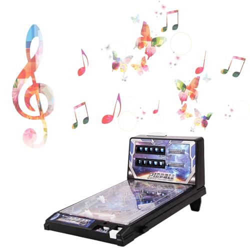 Mini Table Pinball Games Machine, Electronic Pinball Ball Shooting Game with Lights, Sounds and Scoreboard, Tabletop Pinball Toys for Kids Adults Birthday Party Gift