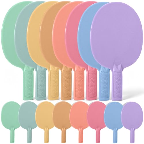 Junkin 16 Pcs Bulk Plastic Table Tennis Paddle Set Multi Color Sports Table Tennis Rackets Paddles Portable Equipment Accessories for Indoor Outdoor Games, Easy Grip and Light Spin - style: Macaron Colors