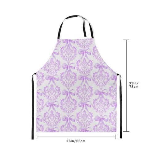 Manfei Blue Bowknot Kids Kitchen Apron - color: Purple
