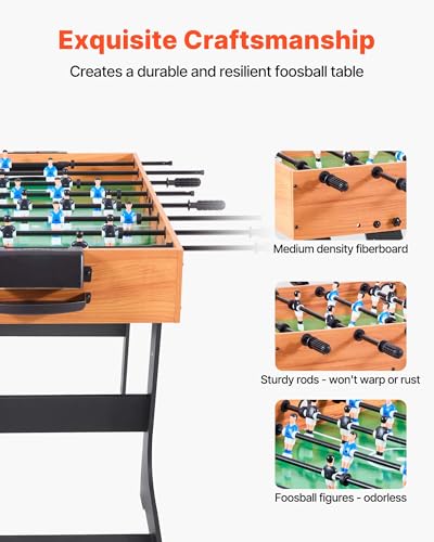 VEVOR Foosball Table, 55 inch / 42 inch Standard Size Foosball Table, Indoor Full Size Football Table for Home, Family, and Game Room, Soccer with Durable Soccer Set - size: 42IN