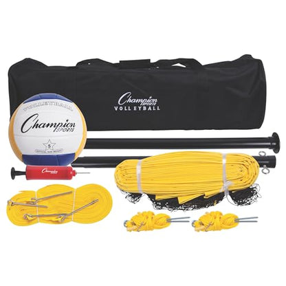 Champion Sports Outdoor Game Sets – Volleyball, Badminton, Tetherball, Bocce & Croquet - style: Volleyball