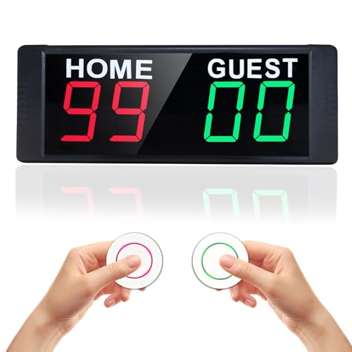 YZ Portable Electronic Scoreboard with 2 Button Control, Digital Scoreboard with Remote, Digital Cornhole Score Keeper, 12/24H Clock/Countdown Timer/Buzzer, Indoor&Outdoor Games - style: plug-in