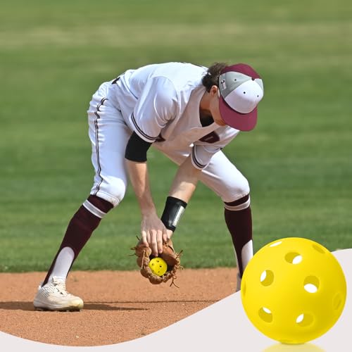Lunmon 36 Pcs Practice Baseball 42mm Small Training Balls Plastic Hollow Softballs Golf Balls with a Drawstring Bag for Backyard Hitting Batting Training Indoor Outdoor Use - color: Yellow