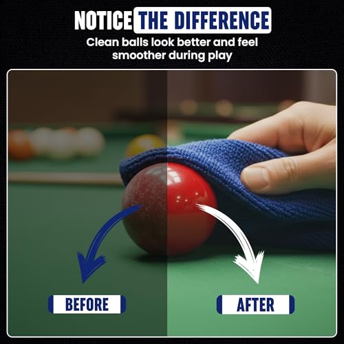 Billiard Ball Cleaning Towel Pack of 3 - Cue Cleaner Microfiber Towel, Pool Ball Cleaner, Table Felt, Shaft Accessories Cleaner - Lint-Free Maintenance, Polishing, Dirt and Dust Removal, 11.25"x11.25"