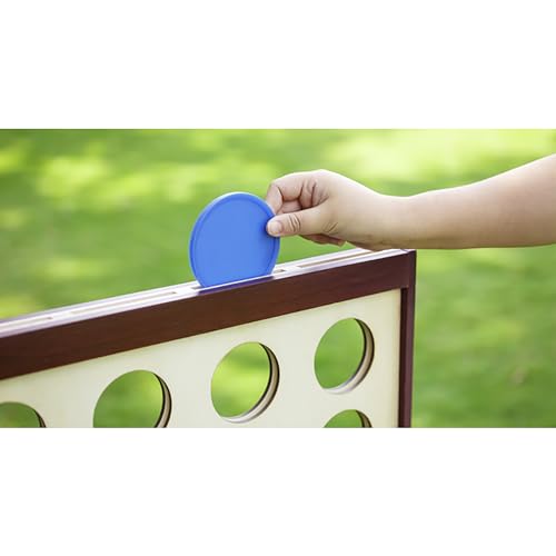 Giant 4 in a Row Game Outdoor and Indoor | Wooden Four in A Row Game Jumbo for Adults and Kids, Yard Games | Family Fun with 42pcs Chips and Durable Carrying Bag.