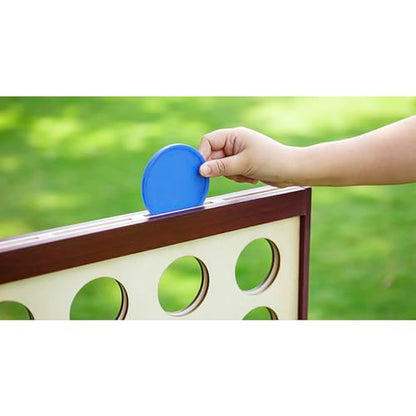 Giant 4 in a Row Game Outdoor and Indoor | Wooden Four in A Row Game Jumbo for Adults and Kids, Yard Games | Family Fun with 42pcs Chips and Durable Carrying Bag.