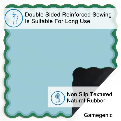 LZSIG Scalloped Mahjong Mat for Table, 31.5x31.5 Inches, Green | Anti-Slip, Waterproof, Noise-Reducing Table Cover for American Mahjong, Poker, Board Games , Dominoes, and Card Games - color: Cyan-3