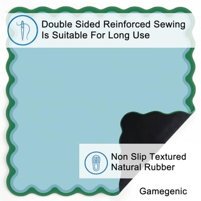 LZSIG Scalloped Mahjong Mat for Table, 31.5x31.5 Inches, Green | Anti-Slip, Waterproof, Noise-Reducing Table Cover for American Mahjong, Poker, Board Games , Dominoes, and Card Games - color: Cyan-3