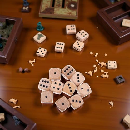 20Pcs Wooden D6 Dice Set, 20mm Round Corner, 6 Sided Gaming Dice for Adults Standard Game Dice