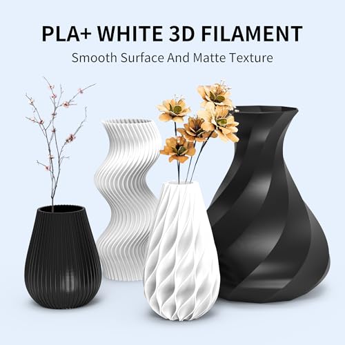 RAMBERY White PLA+ 3D Printer Filament 1.75mm 4kg Spool, Toughness Upgraded 3D Printing Filament, Neatly Wound Fit Most FDM Printers, 1KG X 4 Spools - color: Pla+ White, size: 4kg