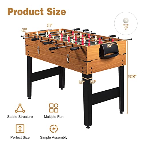 Multiple Foosball Table, 3 in 1 Game Table with Soccer, Sling, Horkey Game, 48" Combo Soccer Table for Kids, Adult, Party, Gatherings, Clubs, Game Room