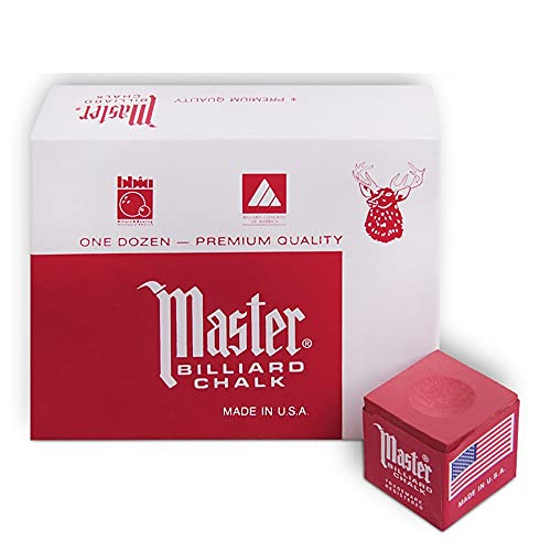 Master Billiard Pool Cue Chalk Premium Quality - 1 Dozen - Made in The USA + 2 pcs of Quality Billiard Pool Table Spots by Tweeten Fibre Co. - color: Rust