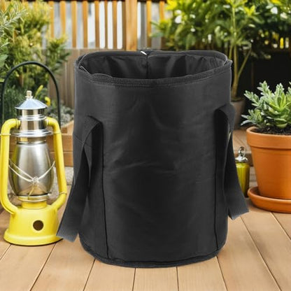 Baluue Waterproof Hockey Puck Bag with Zippered Lid and Hand Strap, Black 25cm Diameter X 28cm Height, Ice Hockey Accessories Organizer for Training, Games, and Travel
