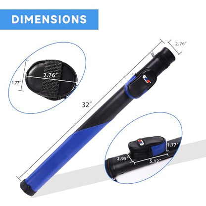 GSE Games & Sports Expert Billiard Cue Cases, 1x1 Deluxe Hard Billiard Pool Cue Stick Carrying Case, Pool Billiards Accessories (Several Colors Available) - color: Deluxe - Black/Blue
