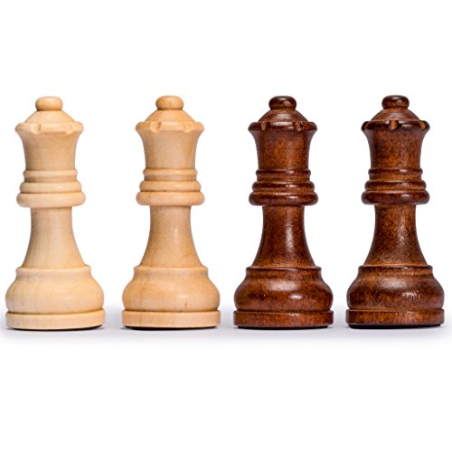 Husaria Staunton Tournament No. 4 Chessmen with 2 Extra Queens and Wooden Box, 3-inch Kings - color: Brown