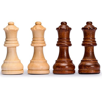 Husaria Staunton Tournament No. 4 Chessmen with 2 Extra Queens and Wooden Box, 3-inch Kings - color: Brown