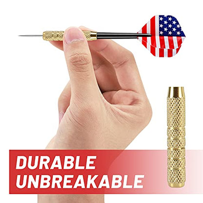 Accmor 12pcs Steel Tip Darts Set, 18 Grams Professional Metal Darts, Metal Tip Darts with 4 Extra Nylon Shafts, 4 Extra Flights in Four Different Patterns