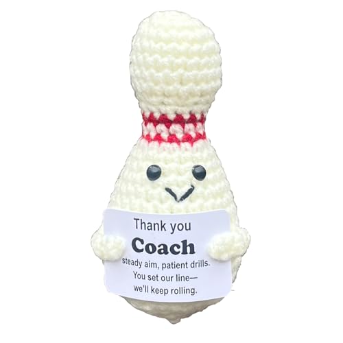 Bowling Accessories Crochet Gifts, Emotional Support Bowling Pin Office Desk Decor Decorations for Women Men (Thank You Coach) - style: Thank You Coach