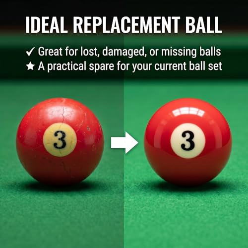 KONLLEN Single Replacement Pool Ball – 2-1/4" Regulation Size & Weight Billiard Ball Made of Phenolic Resin (Choose 1–15 or Cue Ball) - color: #3