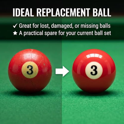 KONLLEN Single Replacement Pool Ball – 2-1/4" Regulation Size & Weight Billiard Ball Made of Phenolic Resin (Choose 1–15 or Cue Ball) - color: #3