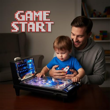 Arcade Pinball Game, Mini Pinball Machine with Lights & Sounds, Electronic Tabletop Ball Shooting for Family Kids, Action and Reflex Game