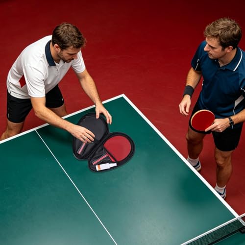 Table Tennis Paddle Case - Waterproof Hard Storage Case - Adjustable Strap Table Tennis Bat Protector with Ball Compartment,for Equipment Accessories Gym Sports Athlete Men Women Travel