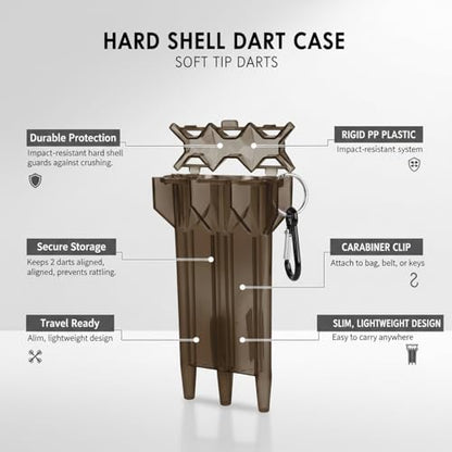 Hard Shell Dart Case for Soft Tip Darts, Durable PP Plastic Travel Protection, Holds 2 Darts (Black)