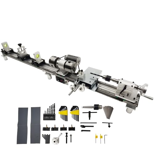 110V 450W Multi-Function Pool Cue Repair Machine, 1.26" Spindle, 0-2500RPM Cue Billiard Repair Lathe with Double Track Chuck, MT5 Spindle Taper, for Cue Tip Slender Workpiece Processing