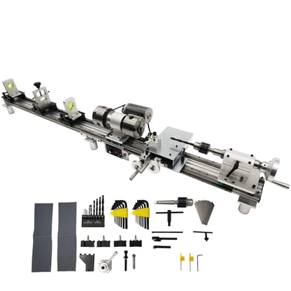 110V 450W Multi-Function Pool Cue Repair Machine, 1.26" Spindle, 0-2500RPM Cue Billiard Repair Lathe with Double Track Chuck, MT5 Spindle Taper, for Cue Tip Slender Workpiece Processing