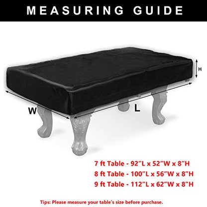 WOMACO 7 8 9 ft Billiard Table Covers Heavy Duty Waterproof 7/8/9 Foot Fitted Pool Table Cover Polyester Fabric for Snooker Billiard Table