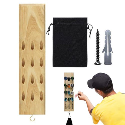 Dart Holder Wall Mount, Multifunctional Dart Wall Display, Wooden Holder for 12 Tip Darts, Suitable for Game Room, Home Bar Decor