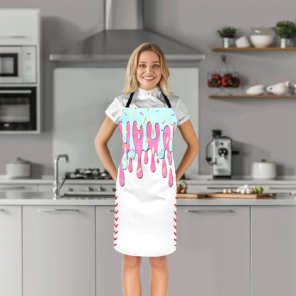 Castle Fairy Ice Cream Drip Baseball Kids Kitchen Apron - color: Pink Blue