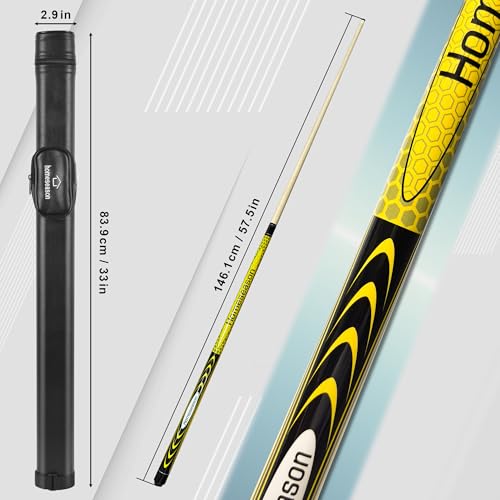 HomeSeason 58" Pool Cue Stick 19.5oz Cue Sticks Professional Low Deflection Billiard Pool Sticks 13mm Tip with Leather Bag for Home Bar Adults Pro Player - color: 19.5oz-(Yellow）