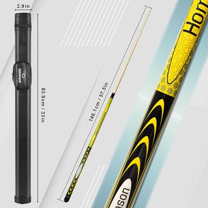 HomeSeason 58" Pool Cue Stick 19.5oz Cue Sticks Professional Low Deflection Billiard Pool Sticks 13mm Tip with Leather Bag for Home Bar Adults Pro Player - color: 19.5oz-(Yellow）