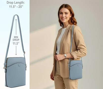 Solene Small Crossbody Bag with Gold Hardware, Mini Shoulder Purse with Adjustable Strap - color: Light Blue