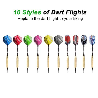 PATIKIL Soft Tip Darts Set Darts Plastic Tip - 12 Pcs 18 Gram with Tip Plastic Darts 100 Extra Dart Tips 30 Dart Flights with Plastic Dart Case for Electronic Dartboard