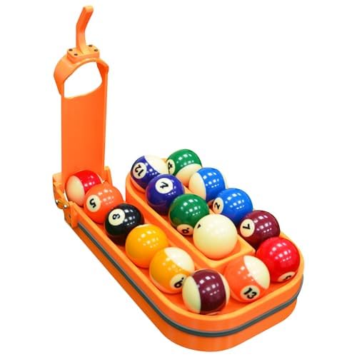 Billiards & Snooker Training Rack, 3D Printed Pool Ball Rack with Perfect Alignment, Holds 15 Balls, Portable Practice Tool for Pool Table Accessories, Includes Screwdriver & Rubber Bands - color: Orange