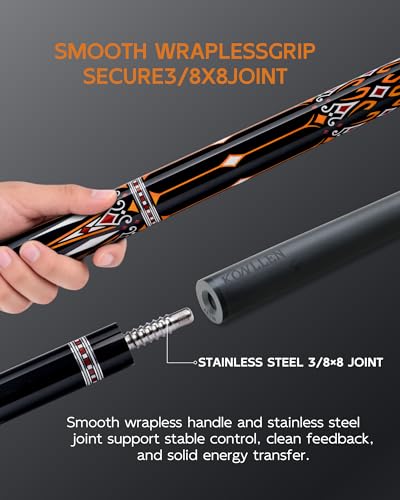 KONLLEN Carbon Fiber Pool Cue Stick 58-inch Professional Pool Sticks for Adults Full Carbon Technology Low Deflection Pool Cue Billiard Cues with 12.5mm Tip (Easy to Control, Pro Taper, Ultra-Smooth) - color: 012 yellow