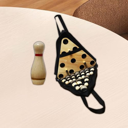 Simhoa Shuffleboard Bowling Pin Set Wooden Bowling Set Equipment with Storage Bag Desktop Bowling Toy for Birthday Gifts Sports
