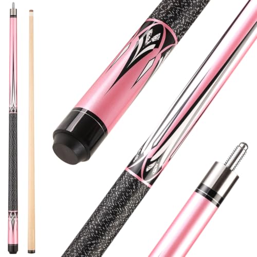 Pool Cue Stick - 58 inch Maple Billiard Pool Stick, 19/20/21 oz 1/2 Maple Pool Cue Stick Kit, 2-Piece Billiard Pool Cue Stick - color: Pink With Case (19 oz/11.5mm)