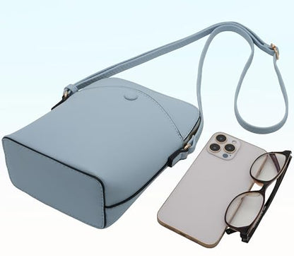 Solene Small Crossbody Bag with Gold Hardware, Mini Shoulder Purse with Adjustable Strap - color: Light Blue