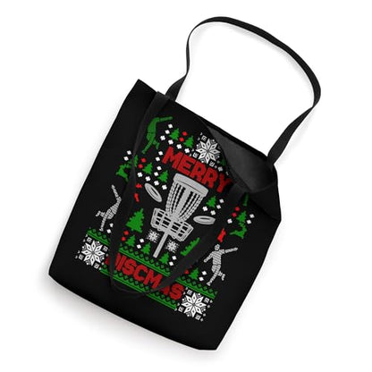 Merry Discmas Disc Golf Ugly Christmas Sweater Party Tote Bag