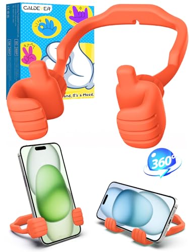 Valentines Gifts for Teens Boys Girls Cell Phone Stand: Upgrade Adjustable 1 Pack Thumbs Up Lazy Phone Holder for Desk Fun Birthday Gifts for Grandma Adults Husband from Wife - color: Orange Red