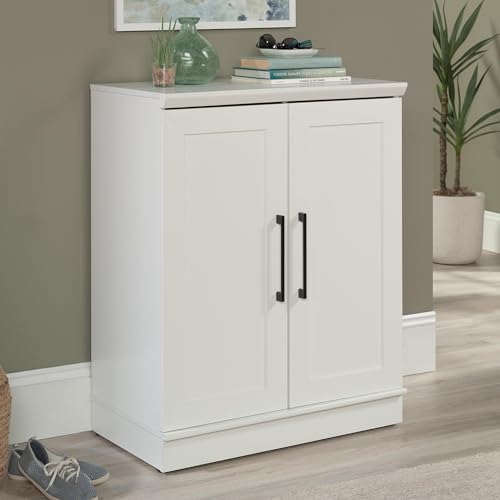 HomePlus Small Kitchen Pantry Storage Cabinet with Adjustable Shelves, Living Room Storage Cabinet, Soft White Finish - color: White