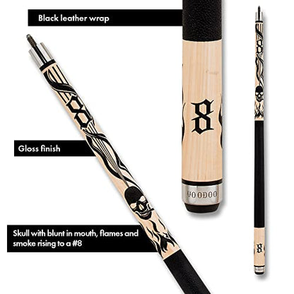 Voodoo Billiards Pool Cue Stick - Bone - Smoking Skull - size: 20oz