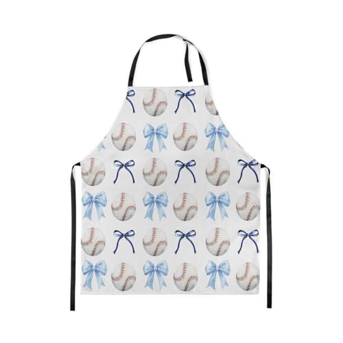 Manfei Blue Bowknot Kids Kitchen Apron - color: White Red