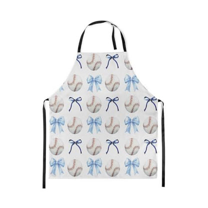Manfei Blue Bowknot Kids Kitchen Apron - color: White Red