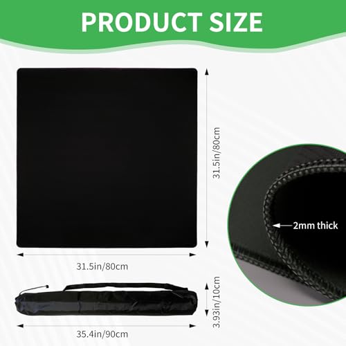 Mahjong Mat, Mahjong Table Mat with Black Carrying Bag, Rubber Anti Slip Game Mat and Noise Reducing Table Cover for Mahjong, Dominoes, Poker, Card, Board Games (Black, 31.5 Inches) - color: Black